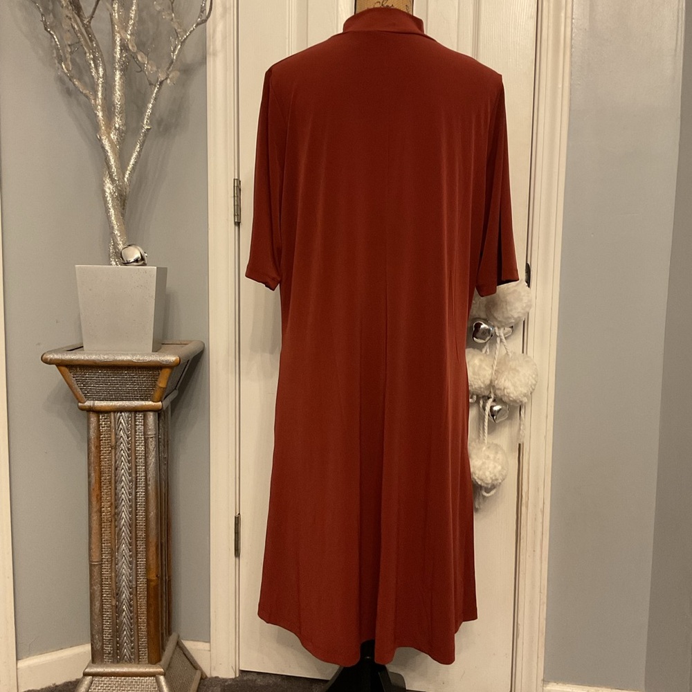 Susan Graver Liquid Knit Mock-Neck Elbow-Sleeve Dress - Picture 3 of 5